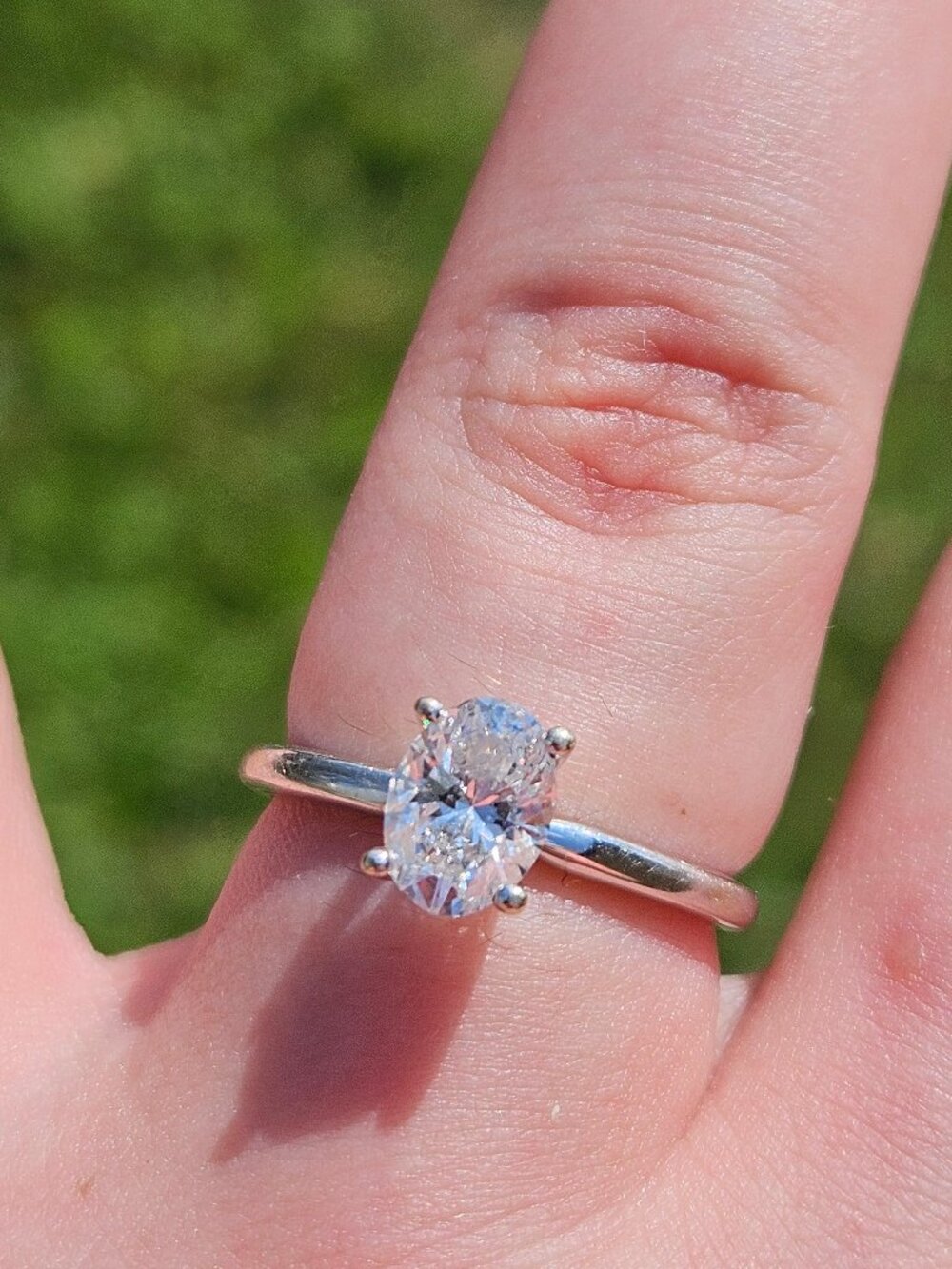 14K White Gold Oval Lab Created Diamond Engagement Wedding Ring 1.03Ct Size 7 